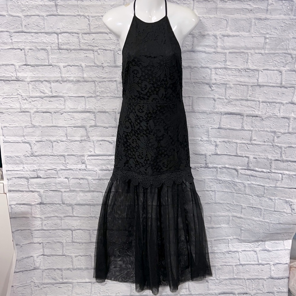 black lace maxi dress - size medium NWOT